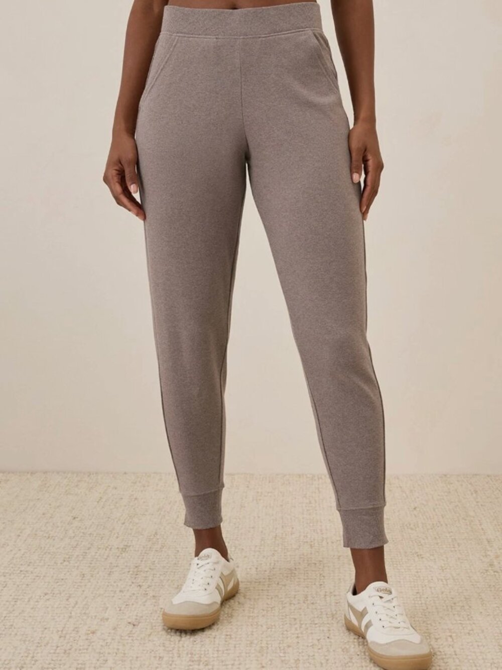 Pact Organic Airplane Jogger Pants Small Deep Taupe Heather